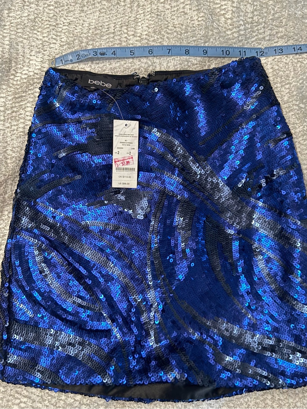 bebe Royal Blue Sequin Mini Skirt